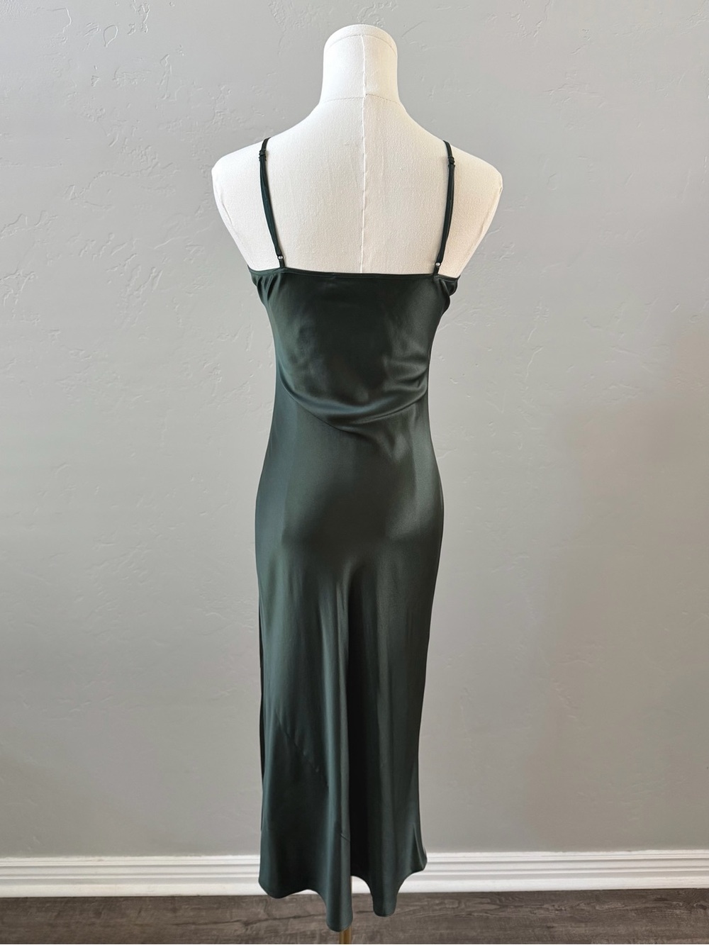 Quince Washable Silk Bias Cut Midi Dress Forest Green XS - Picture 4 of 15